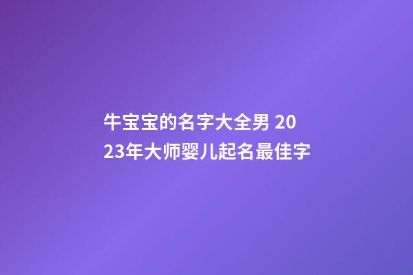 牛宝宝的名字大全男 2023年大师婴儿起名最佳字
